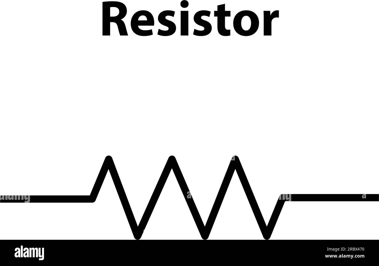 Resistor. anode and cathode. electronic symbol of Illustration of basic circuit symbols. Electrical symbols, study content of physics students. Stock Vector