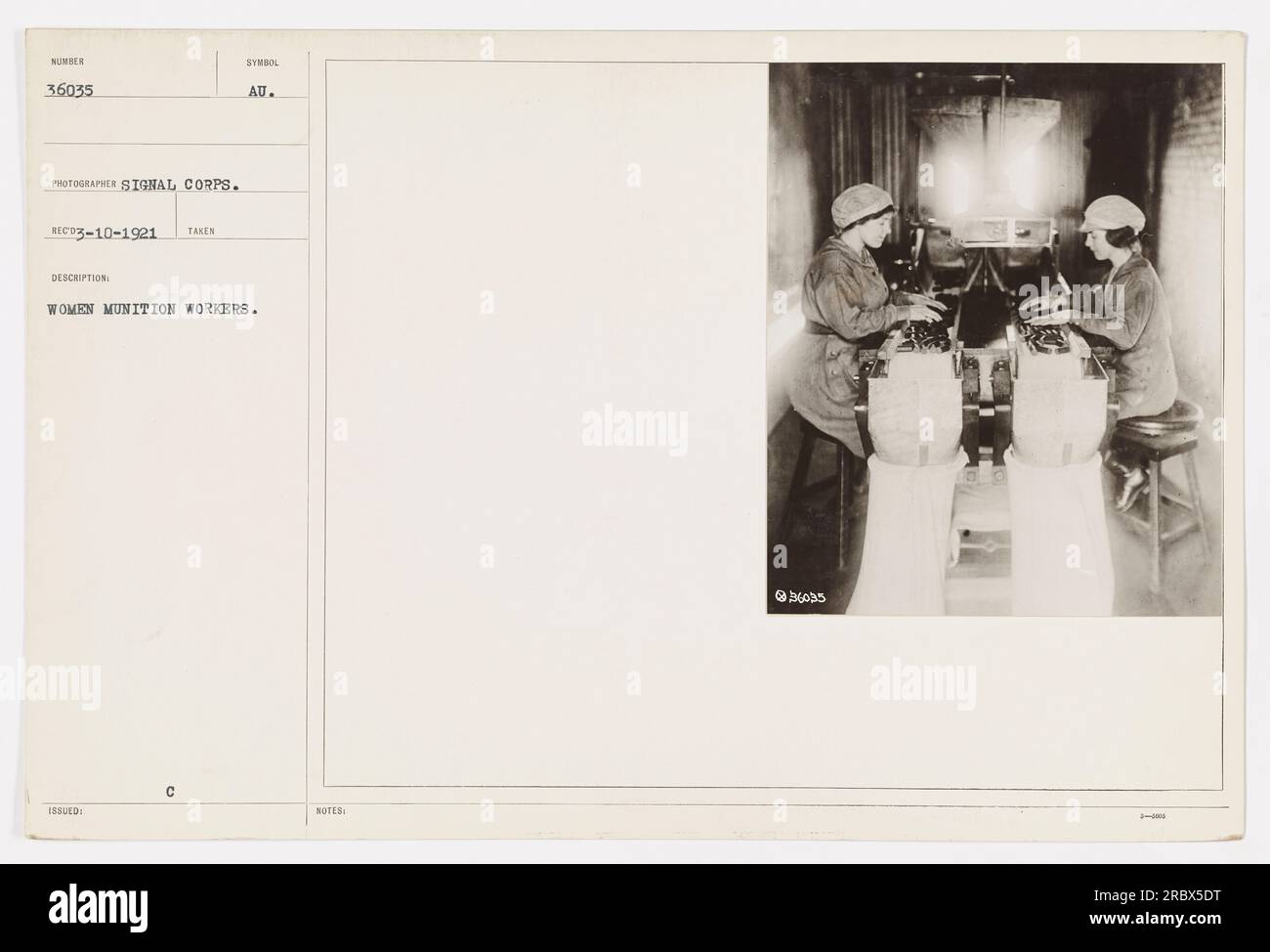 A photograph showing women munition workers during World War I. The