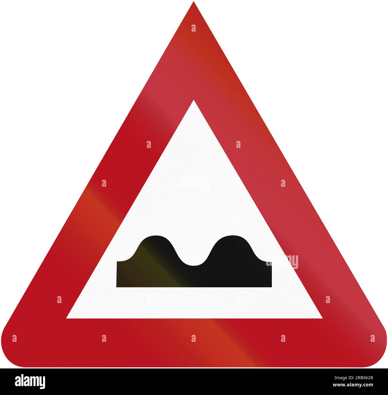 Old design (1934) of the german sign indicating speed bumps or uneven road. Stock Photo