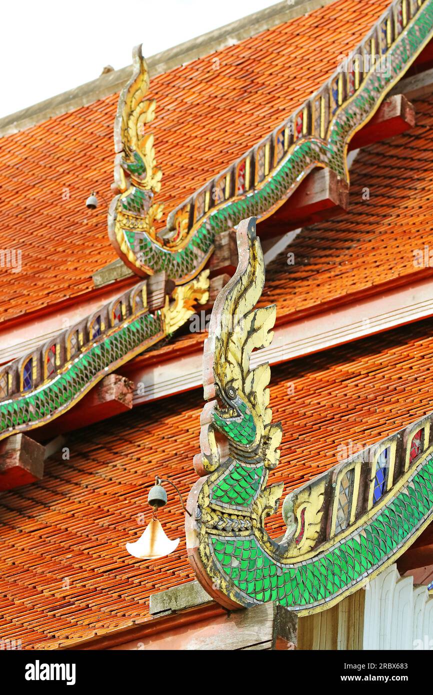 Amazing Naga's Head Shaped Lower Finial of Buddhist Temple Called Hang