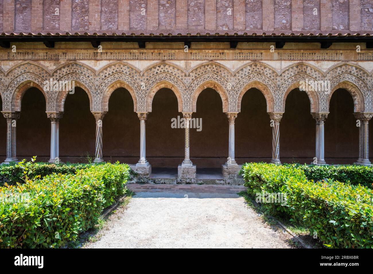 Architecture cloister of the cathedral Monreale Sicily Italy Stock Photo