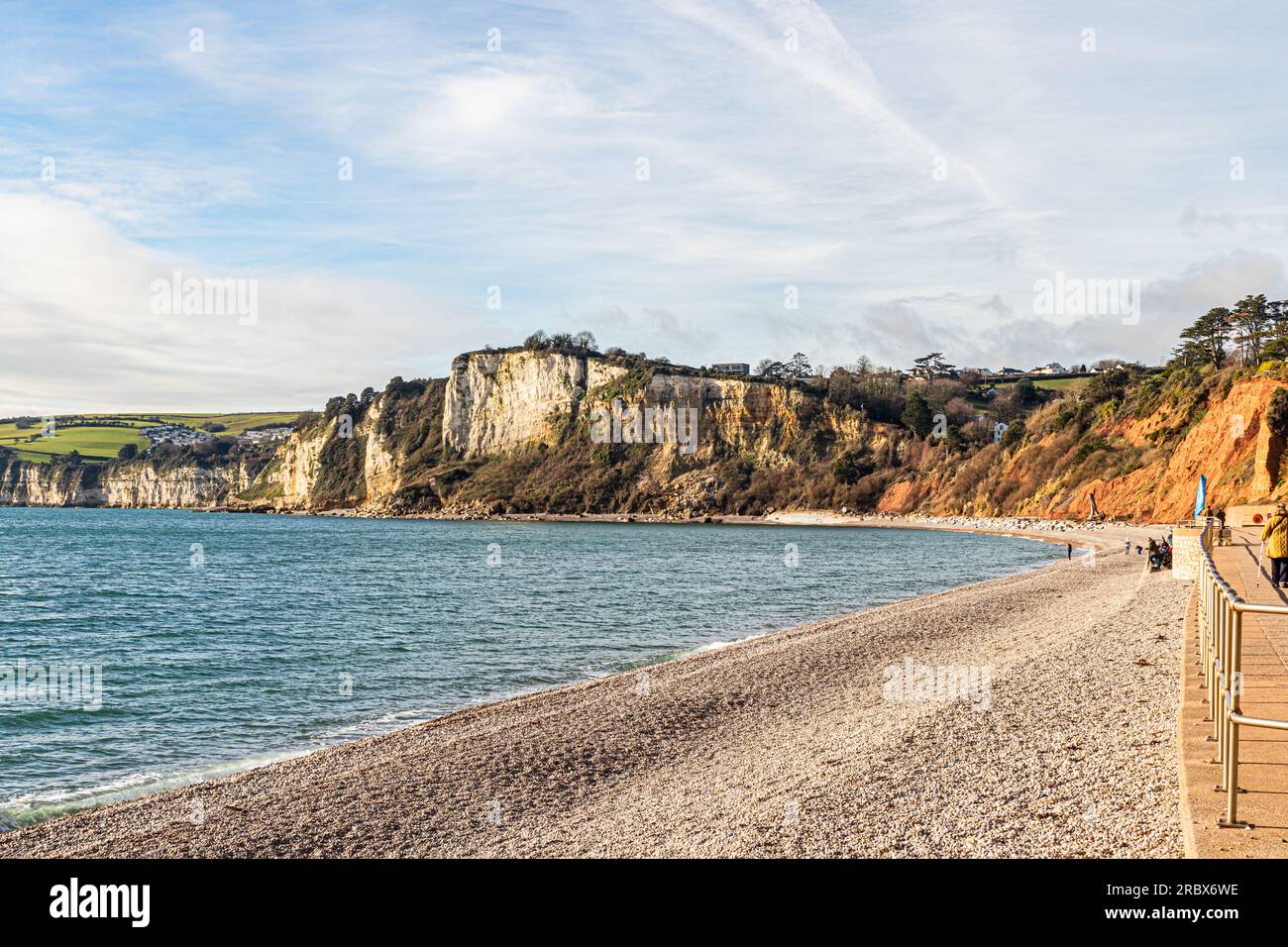 Seaton Town and shingles beach is situated between Axmouth and Beer on the Jurassic Coast World Heritage Site in Devon, United Kingdom Stock Photo
