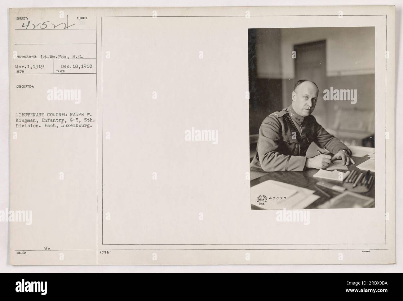Lt. Colonel Ralph W. Kingman, Infantry, G-3, 5th Division, is seen ...