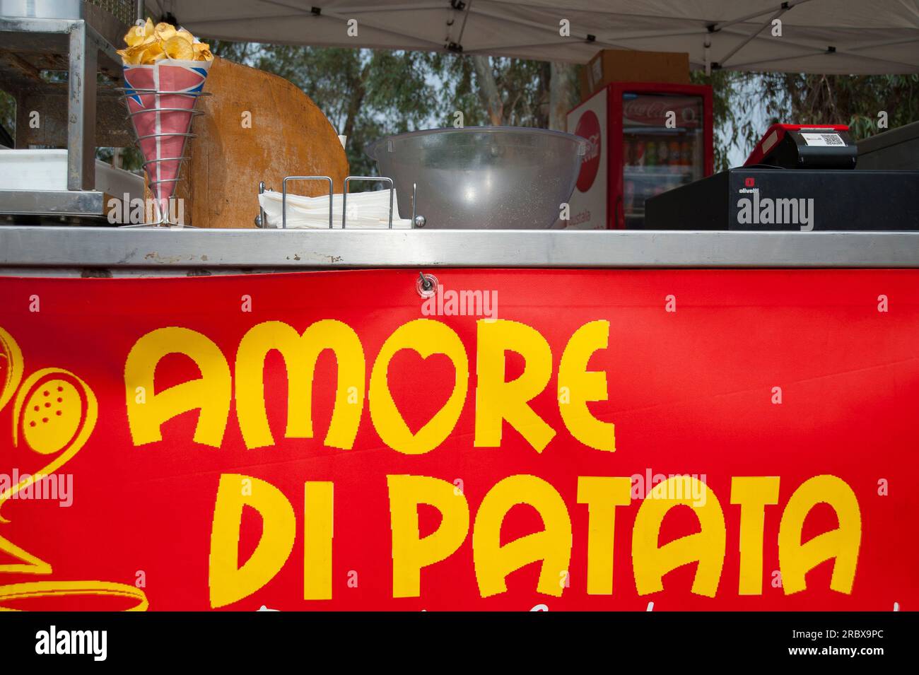 Chips, Streetfood, Sardinia, Italy, Europe Stock Photo
