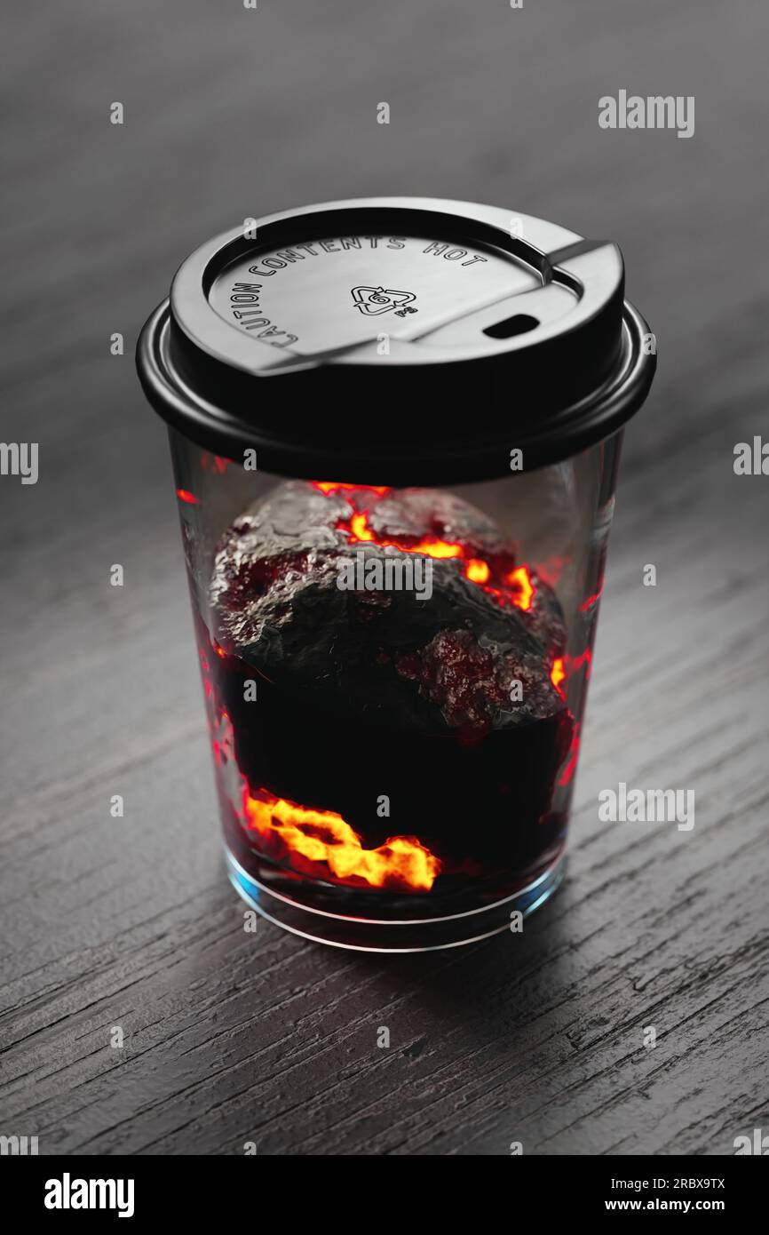 This realistic 3D rendering features a transparent takeaway coffee cup ...