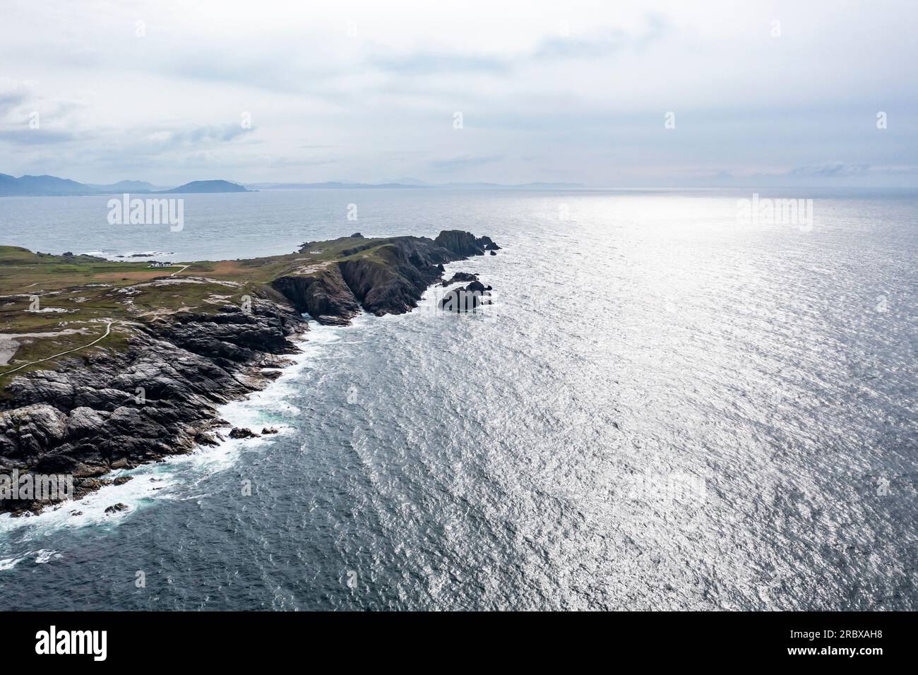 Aerial view of the coastline at Malin Head in Ireland Stock Photo