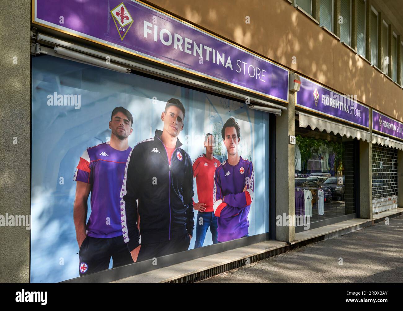 Official store at Artemio Franchi arena - the official home ground of FC Fiorentina, Florence Stock Photo