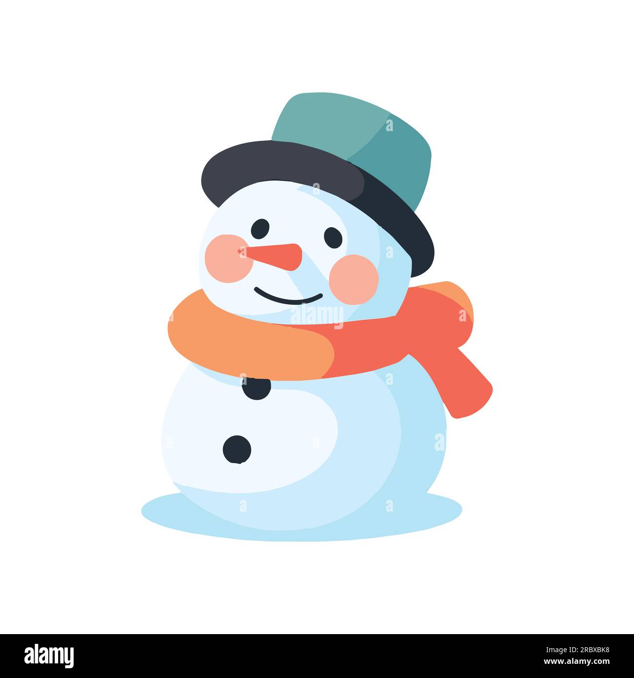 Hand Drawn cute snowman in flat style isolated on background Stock Vector