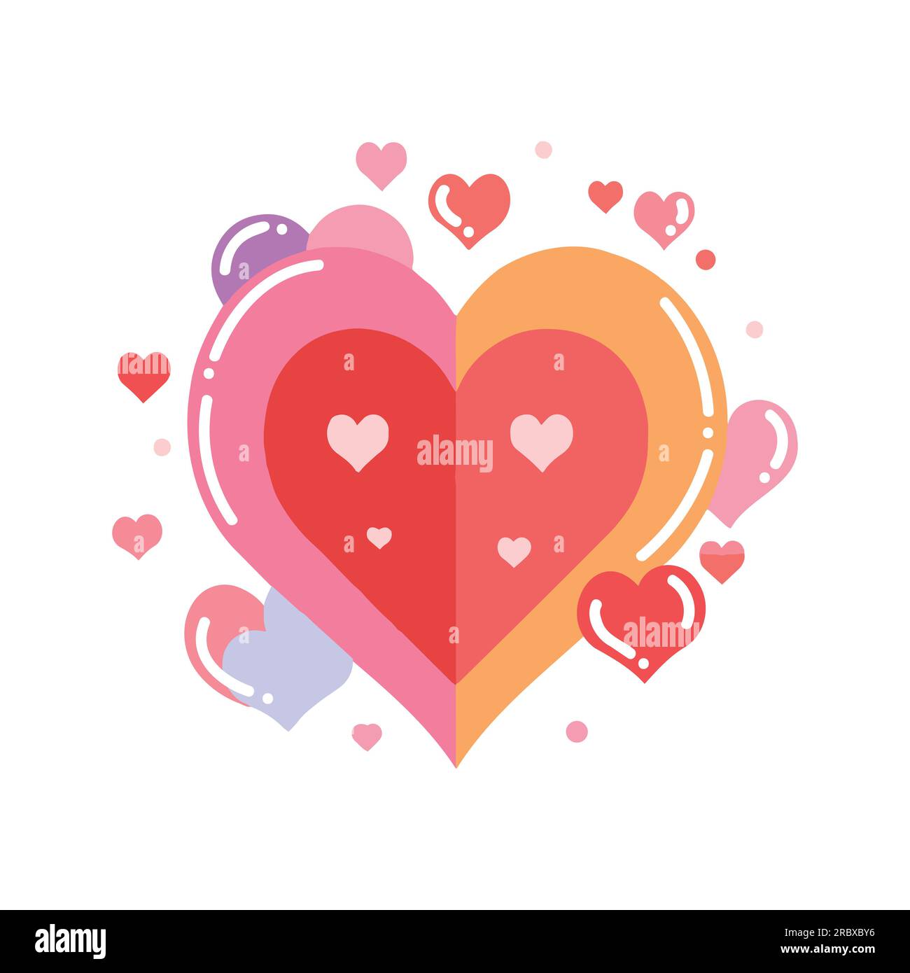 Hand Drawn heart with love in flat style isolated on background Stock ...