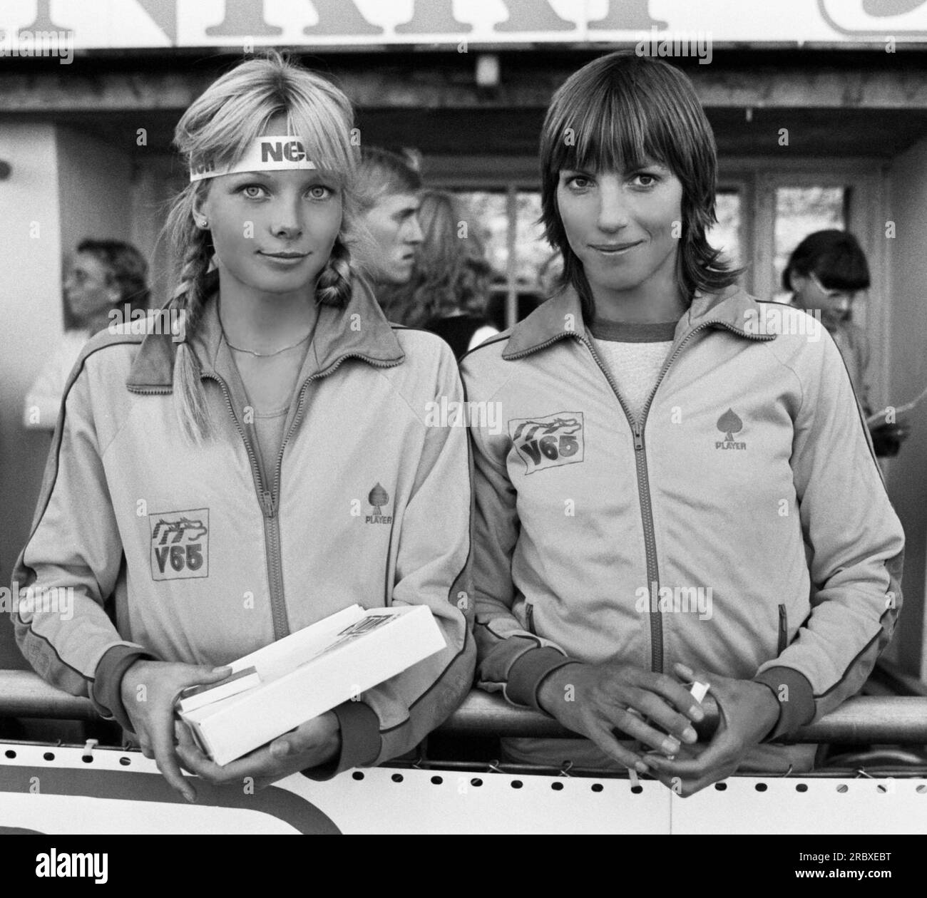 Susanne Lorentzon and Kristine Tånander athletes in Sweden national team in athletics high jump after National competition against Finland in Helsinki Stock Photo