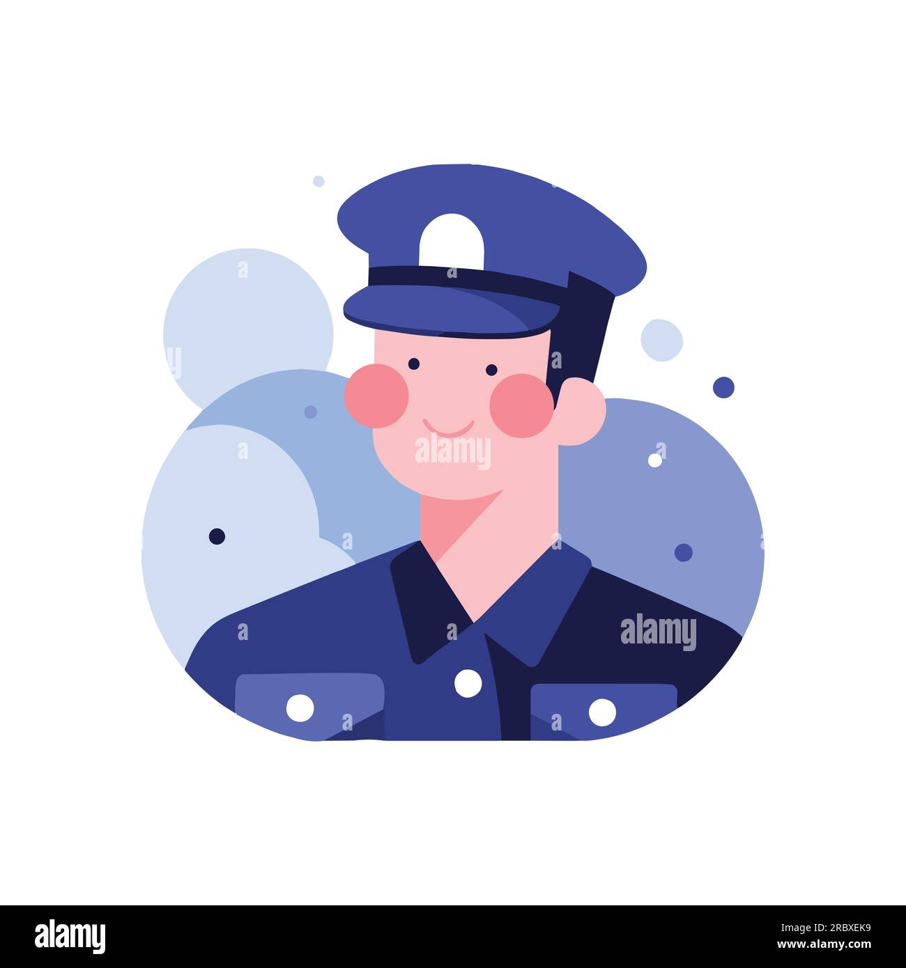 Hand Drawn cute policeman in flat style isolated on background Stock ...