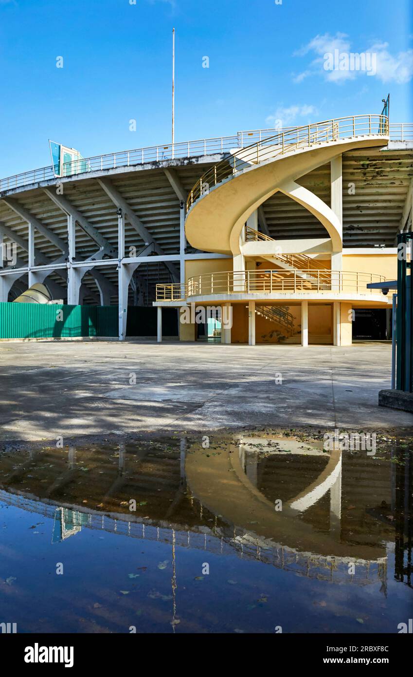Puddle reflections at Artemio Franchi arena - the official home ground of FC Fiorentina, Florence Stock Photo
