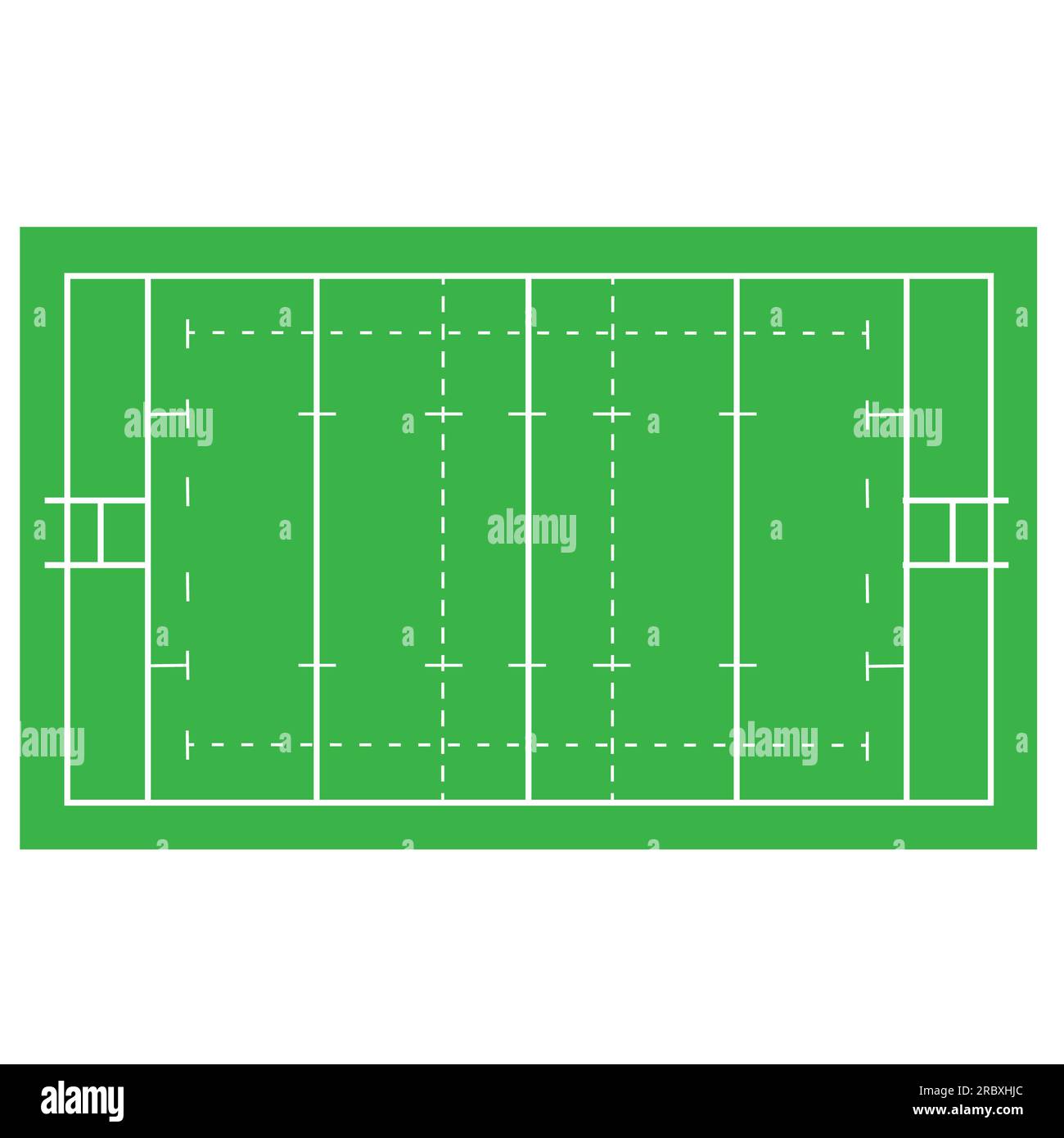 Rugby field icon. Rugby field with marking from top view. Green Rugby
