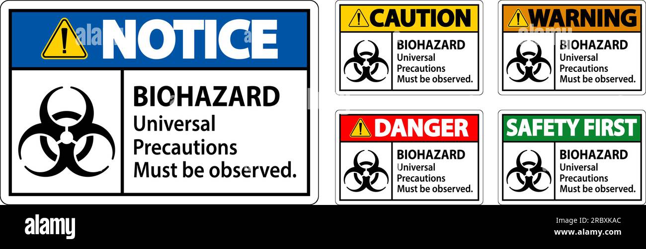 Biohazard Warning Label Biohazard Universal Precautions Must Be Observed  Stock Vector Image & Art - Alamy