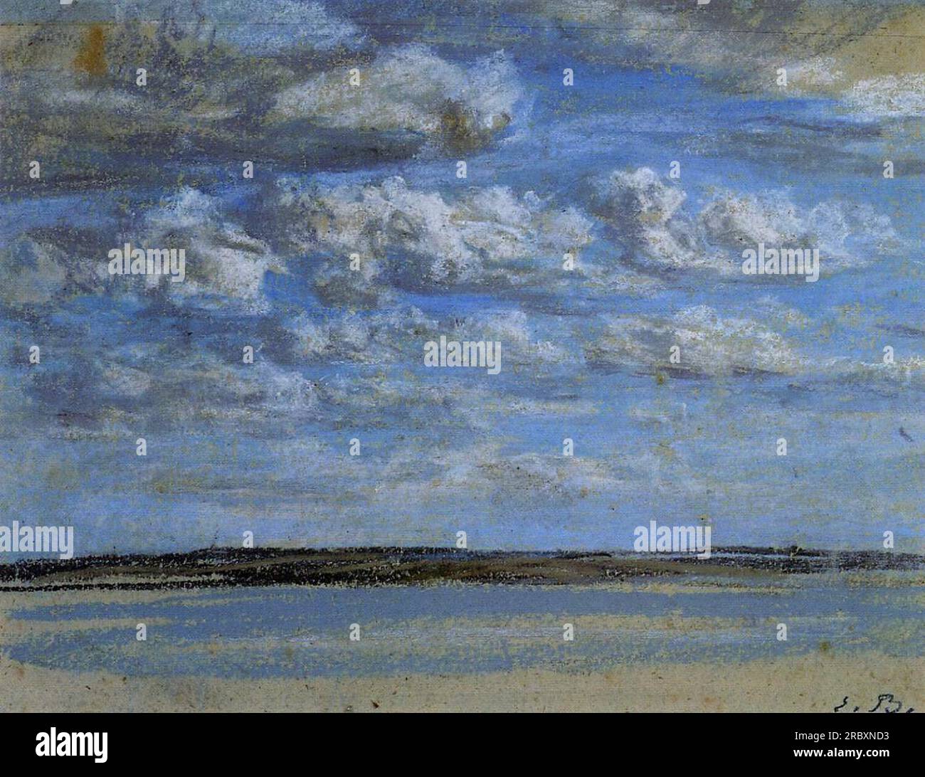 Eugène Boudin: Dessins White Clouds, Blue Sky c.1859; France by Eugene Boudin Stock Photo
