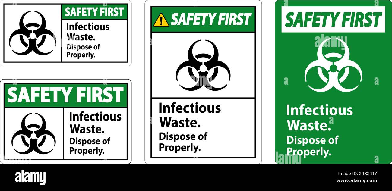 Biohazard Safety First Label Infectious Waste, Dispose Of Properly