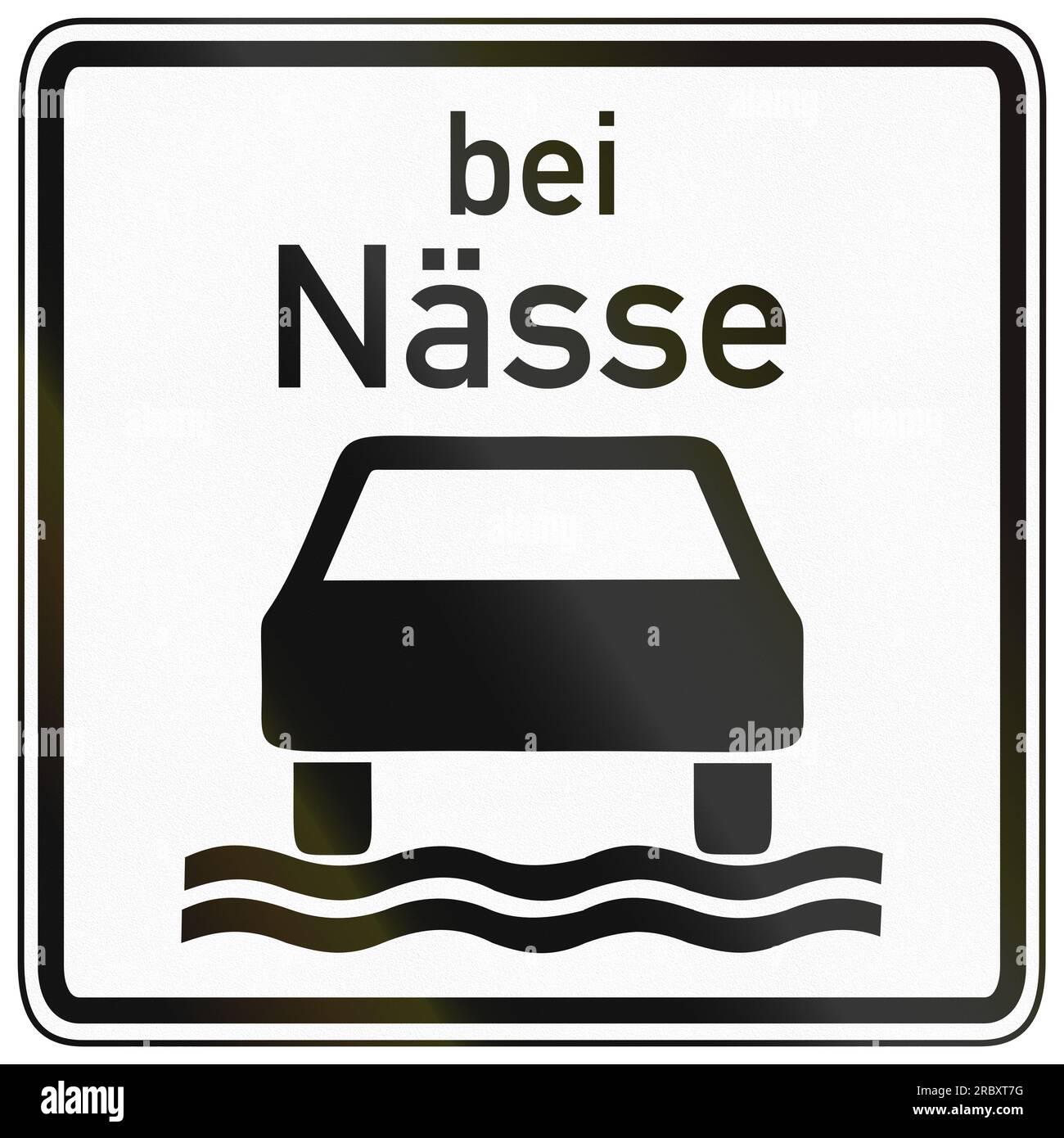German traffic sign additional panel to specify the meaning of other signs When wet Stock Photo
