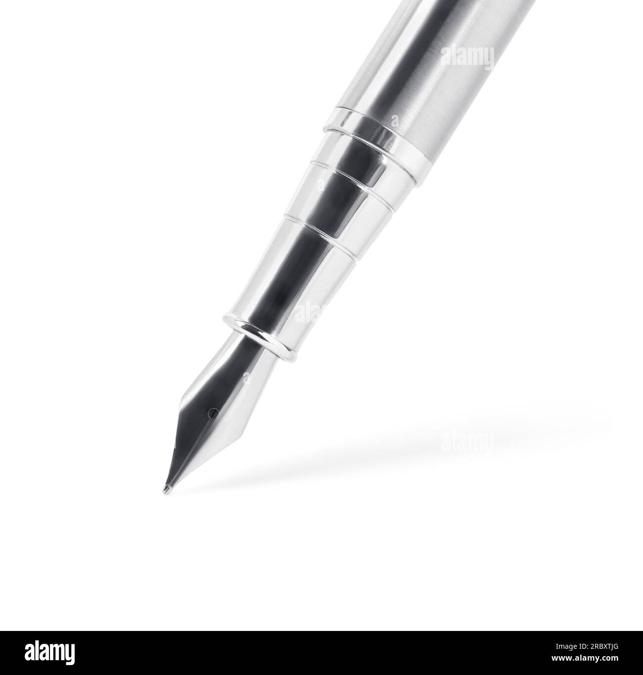 Stylish silver fountain pen isolated on white Stock Photo - Alamy