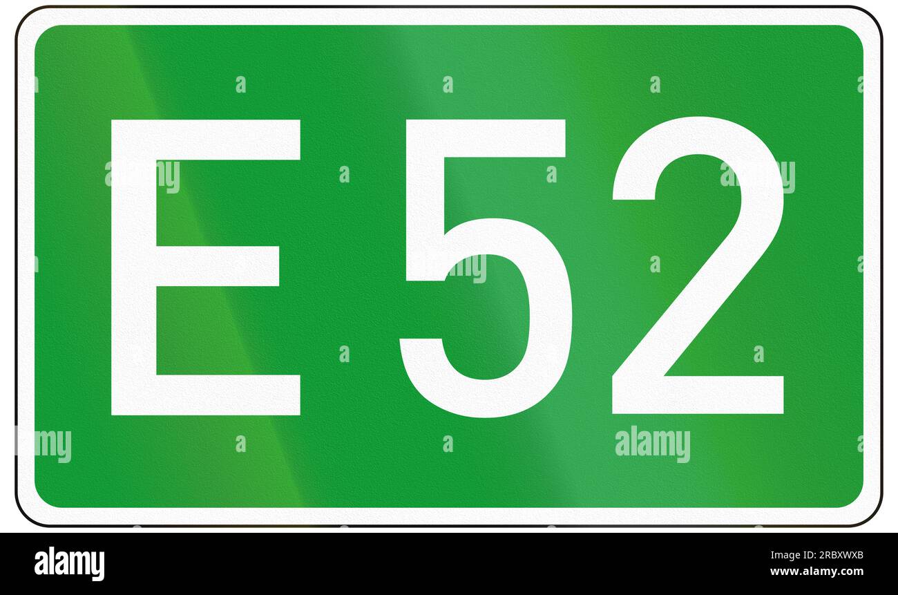 European road number sign for E52 Stock Photo - Alamy