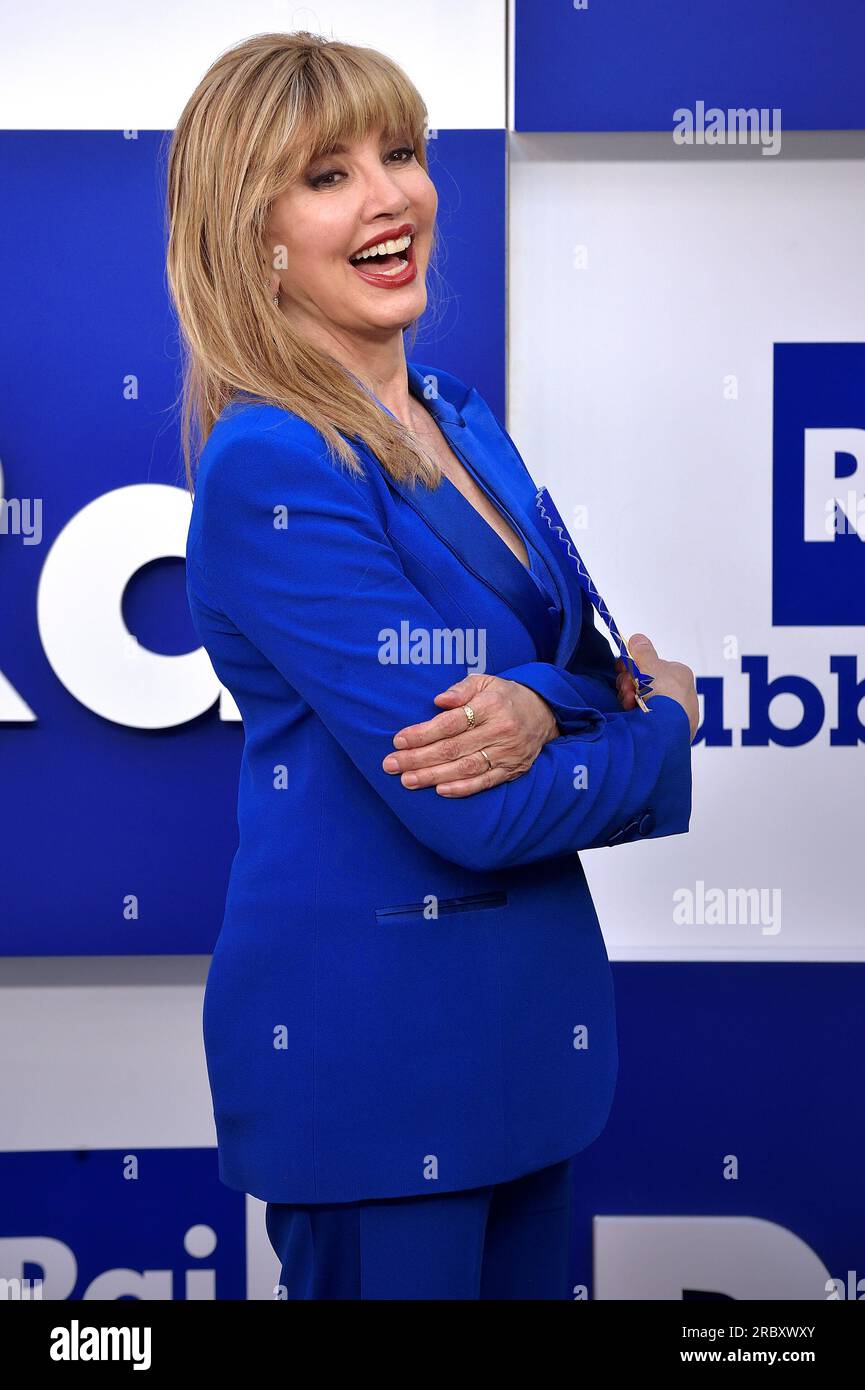 Naples, Italy. 07th July, 2023. NAPLES, ITALY - JULY 07: Milly Carlucci attends the Rai Palimpsests 2023/2024 Presentation photocall on July 07, 2023 in Naples, Italy. Credit: dpa/Alamy Live News Stock Photo