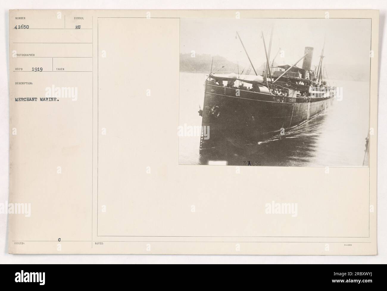 A photograph taken in 1919 shows a merchant marine ship during World ...