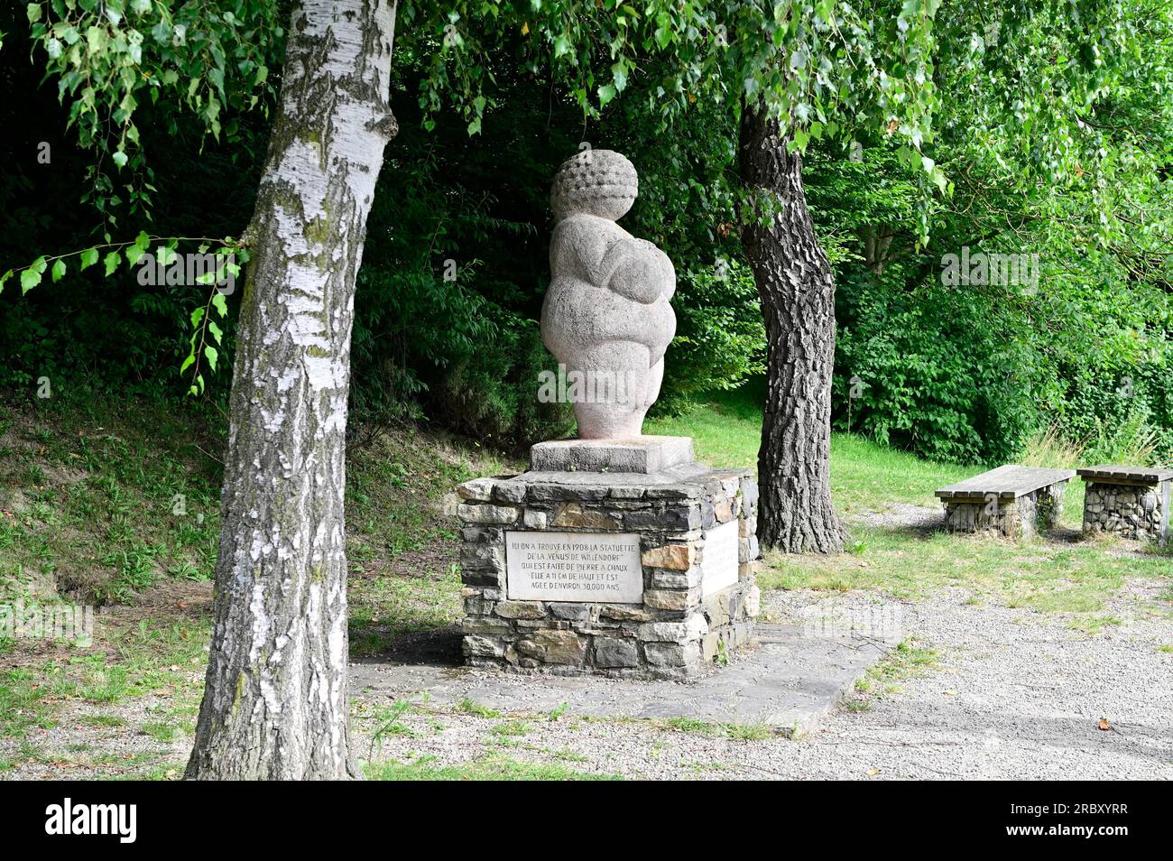 Willendorf, Wachau, Lower Austria, Austria. July 05, 2023. Finding place of the Venus of Willendorf Stock Photo