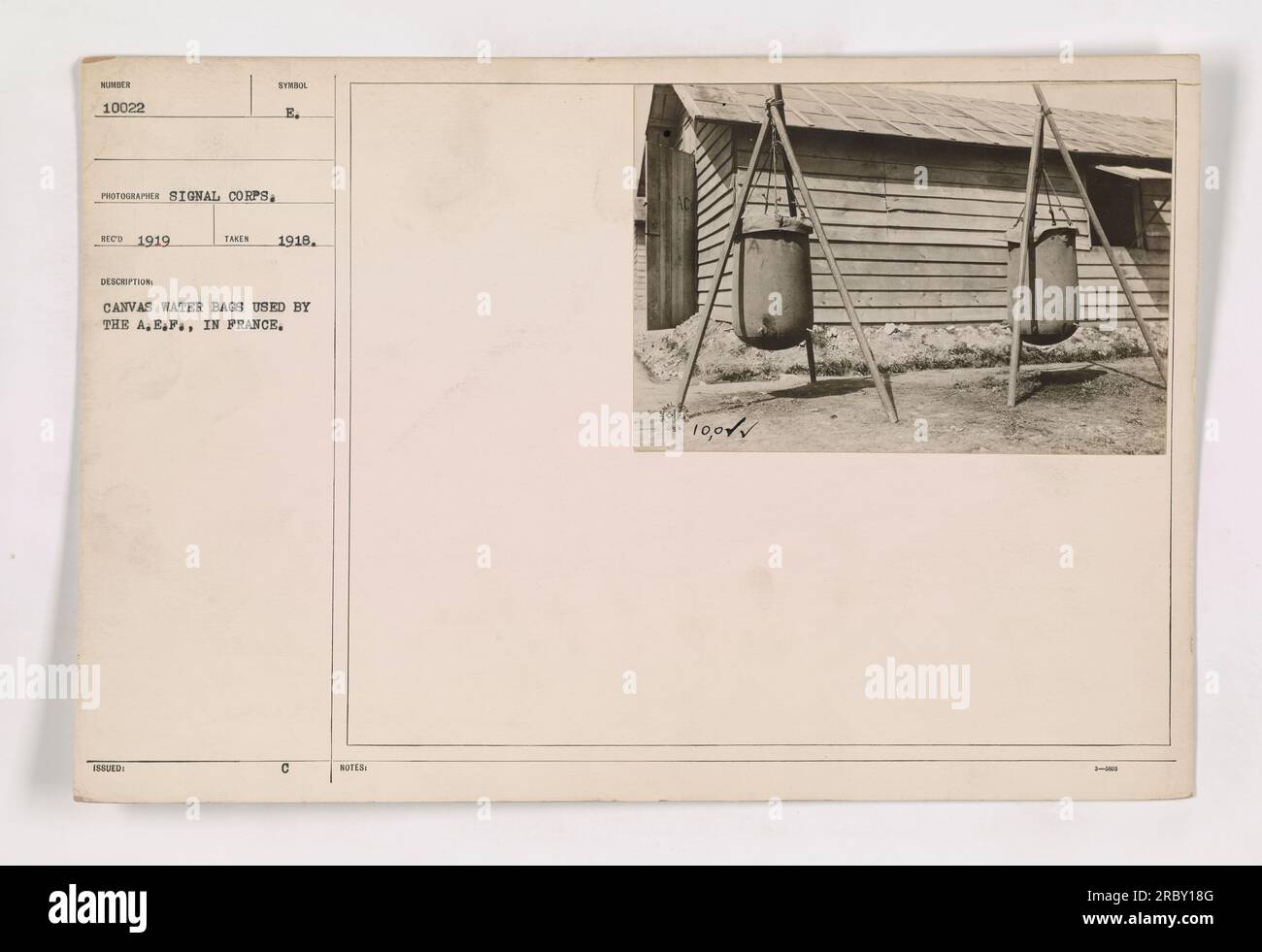 Canvas water bags being used by the American Expeditionary Forces (A.E