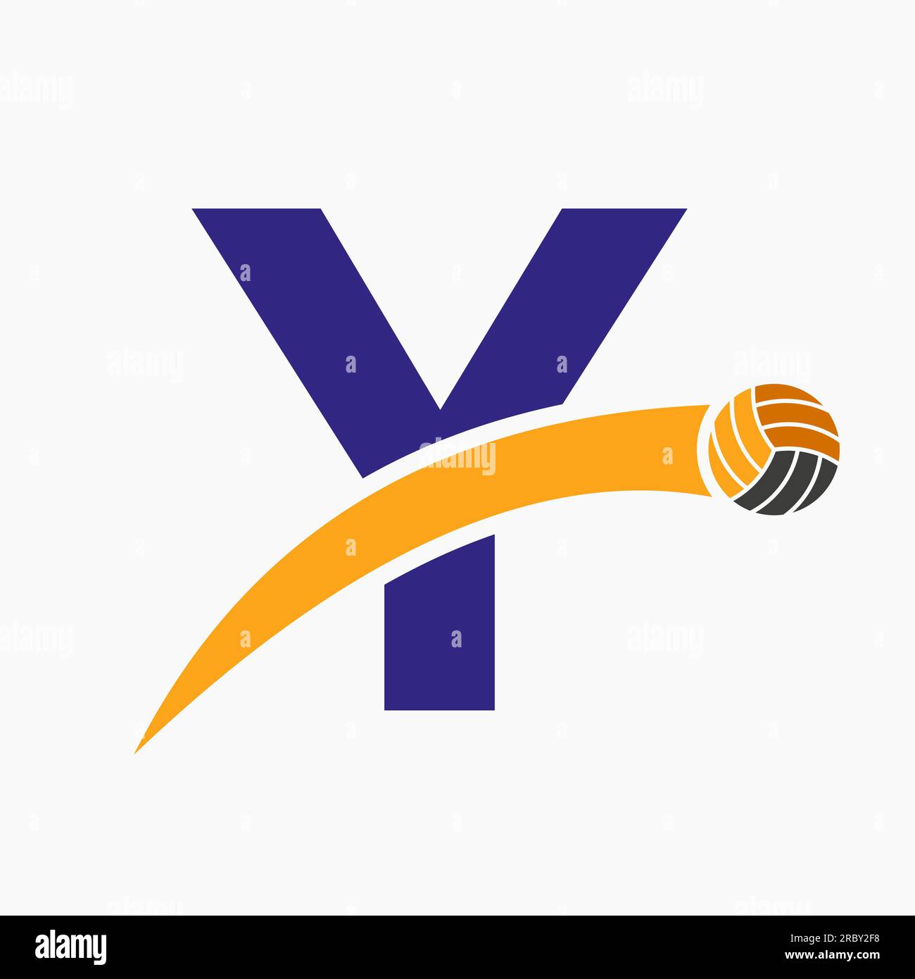 Volleyball Logo On Letter Y With Moving Volleyball Ball Icon. Volley Ball Symbol Stock Vector