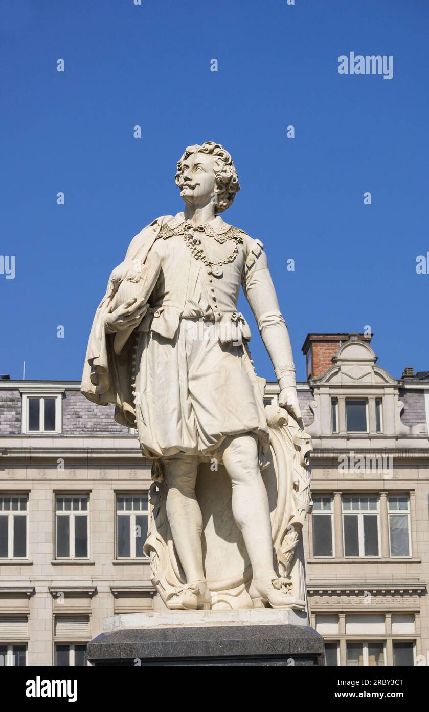 Statue of the Antwerp born artist Anthony Van Dyck Antwerp Belgium Europe Stock Photo