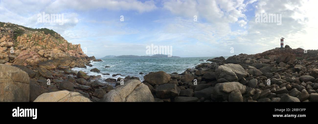 Hải đăng Gành Đèn Phú Yên, Việt Nam. Ganh Den lighthouse in Phu Yen Vietnam. 越南旅游, वियतनाम पर्यटन, 베트남 관광, ベトナム観光, ឌូលីច វៀតណាម Stock Photo