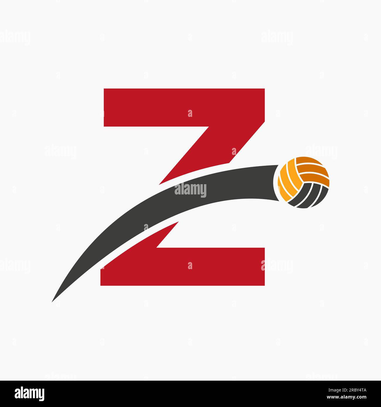 Volleyball Logo On Letter Z With Moving Volleyball Ball Icon. Volley Ball Symbol Stock Vector