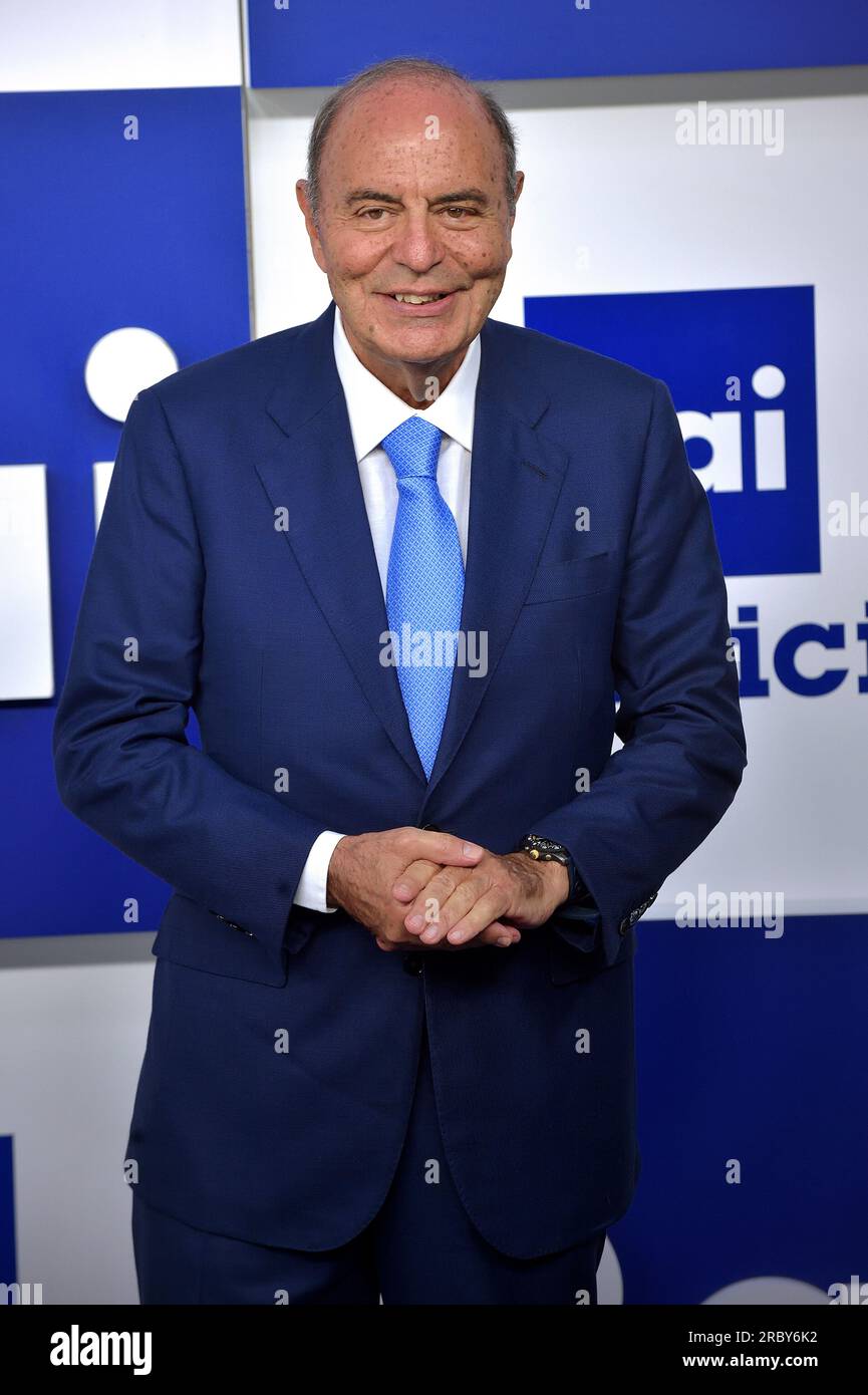 Naples, Italy. 07th July, 2023. NAPLES, ITALY - JULY 07:Bruno Vespa attends the Rai Palimpsests 2023/2024 Presentation photocall on July 07, 2023 in Naples, Italy. Credit: dpa/Alamy Live News Stock Photo