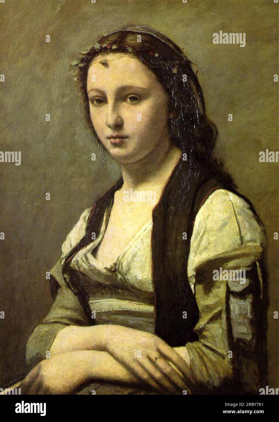 Camille corot the woman with a pearl hi-res stock photography and