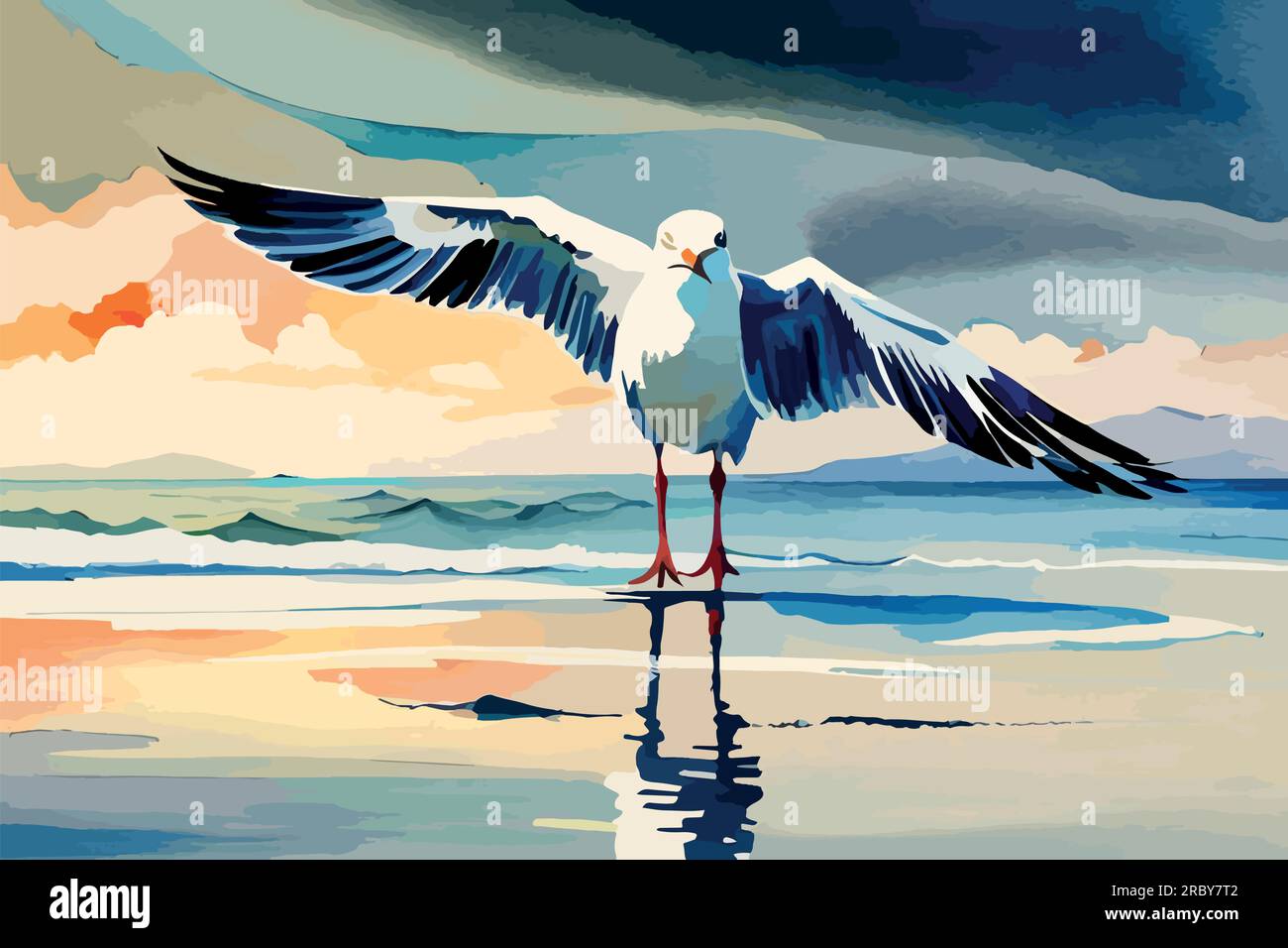 Seagull watercolor art illustration Stock Vector Image & Art - Alamy