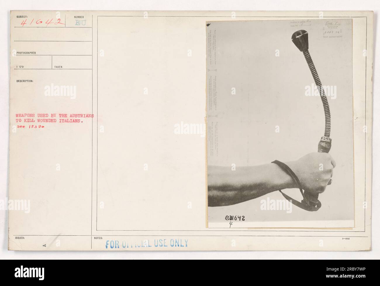 Weapon Note Picture Image shows weapons used by the Austrians to harm wounded Italians ...