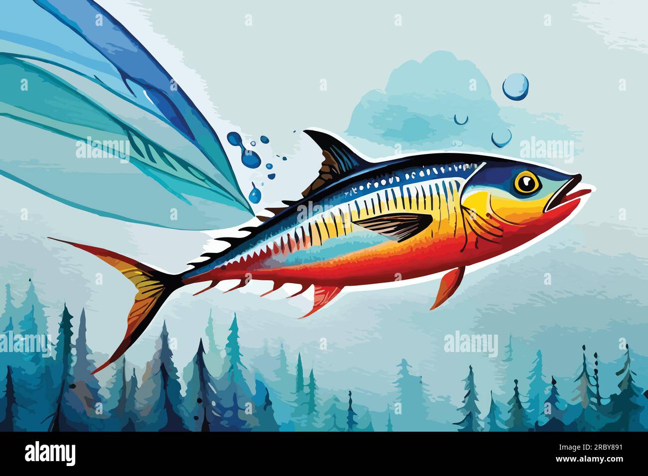 Tuna fish watercolor art Stock Vector Image & Art Alamy