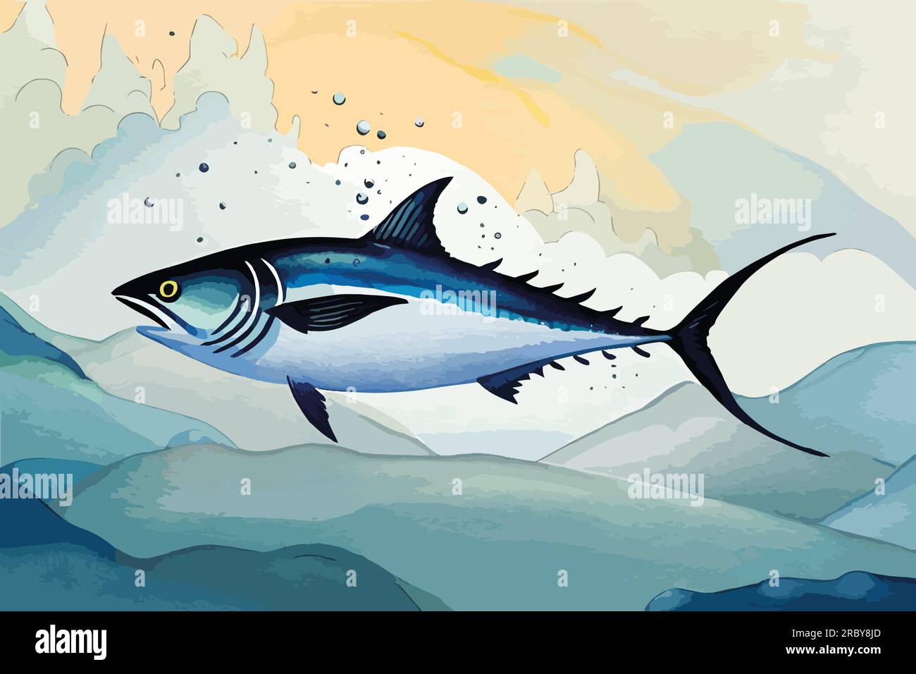 Tuna fish watercolor art Stock Vector Image & Art Alamy