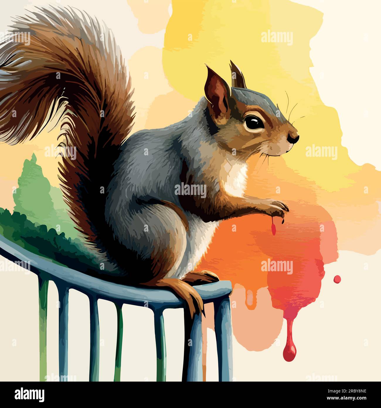 Squirrel watercolor art illustration Stock Vector Image & Art Alamy