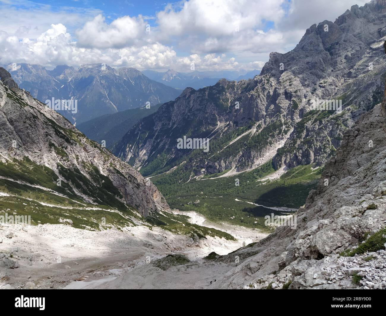 Climb to new bivouac Fanton, Belluno city in Italy Stock Photo