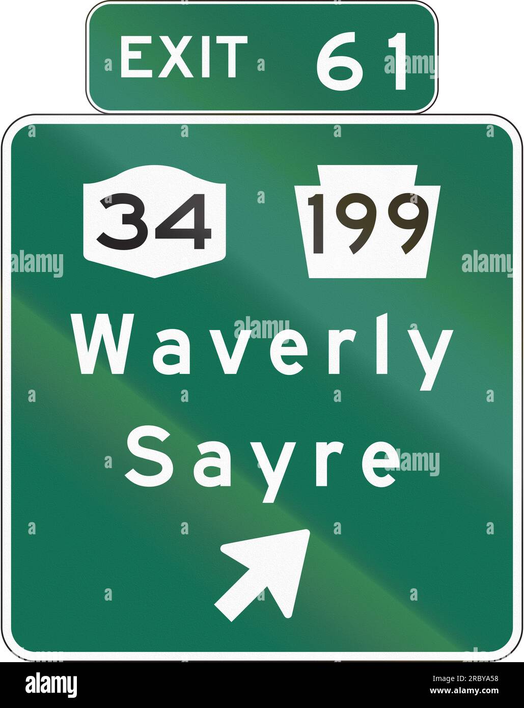 New York State Interchange Exit Direction Sign, New York Stock Photo