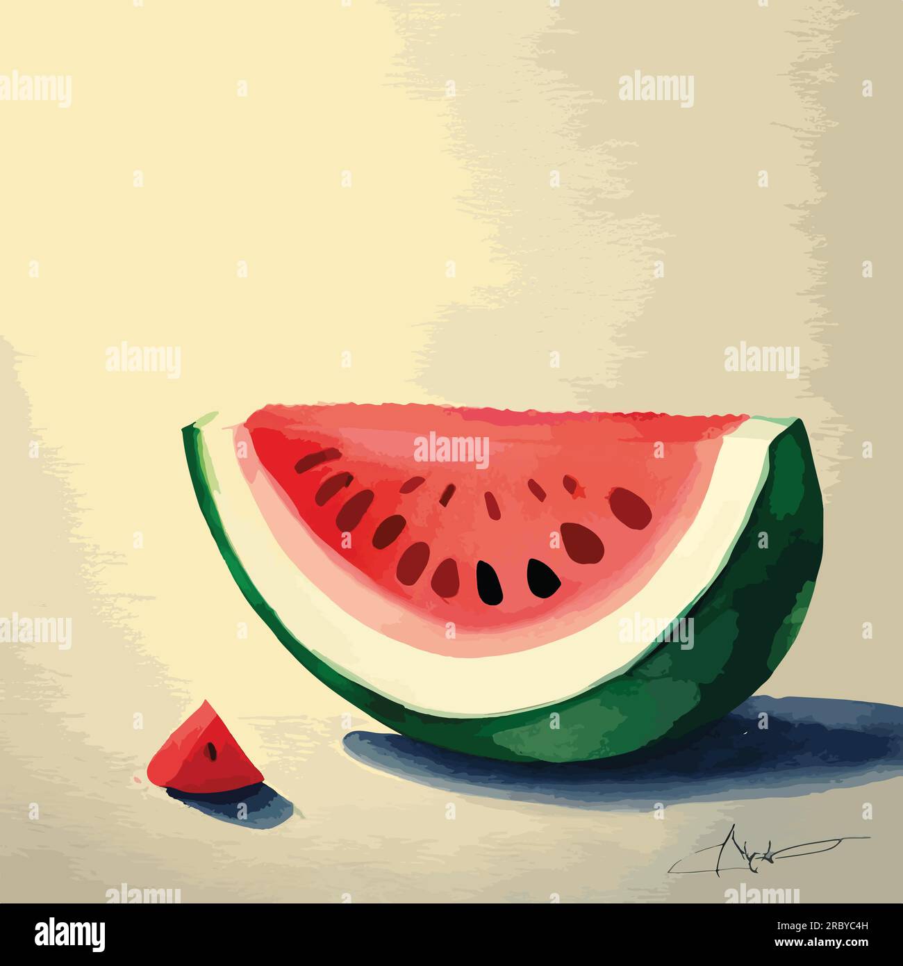 Watermelon watercolor art Stock Vector Image & Art Alamy