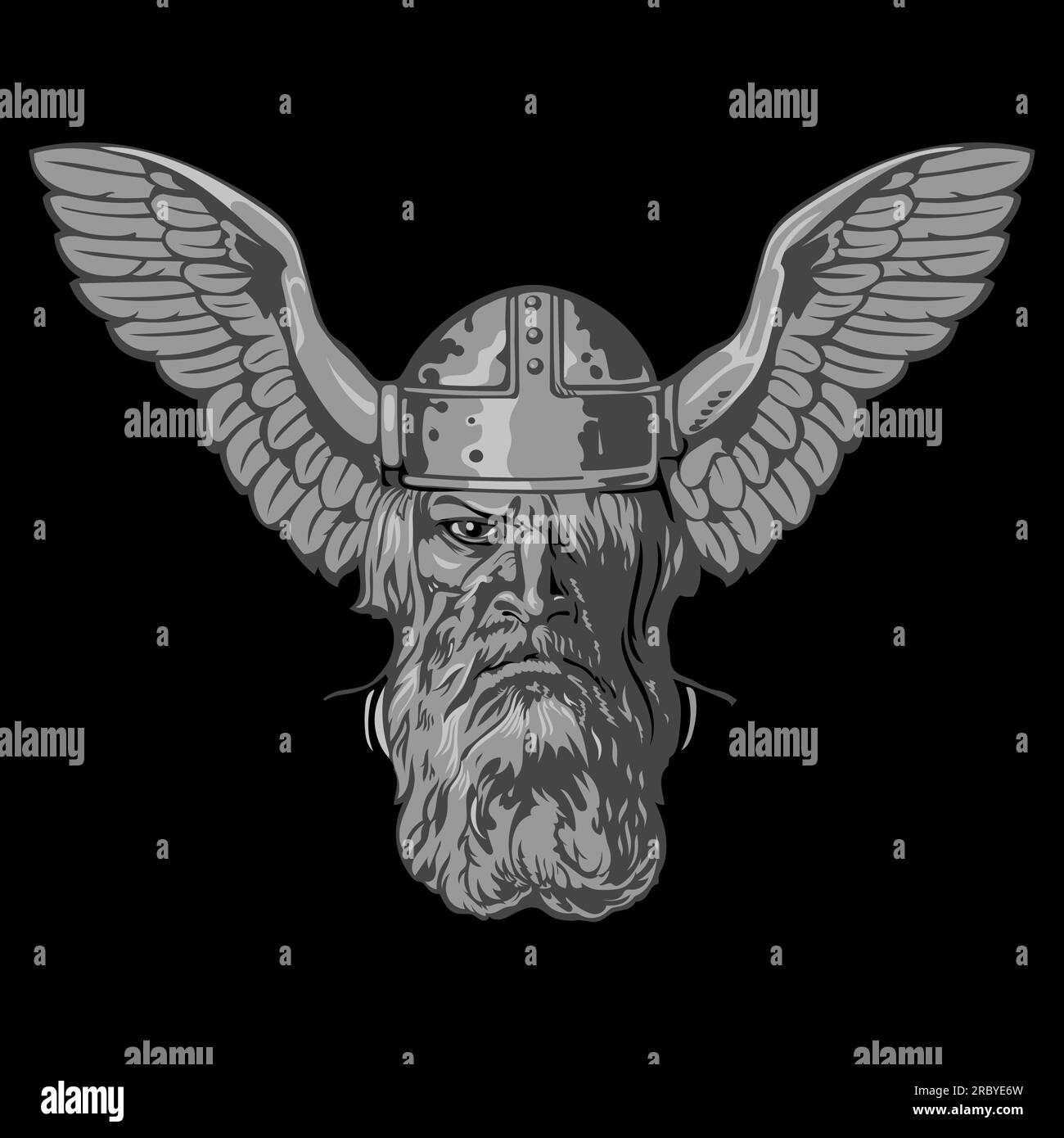 Scandinavian Viking design. Ancient Norse God Odin wearing a helmet