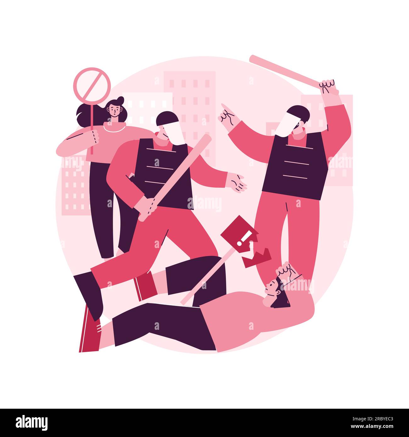 Police violence abstract concept vector illustration. Mass protest
