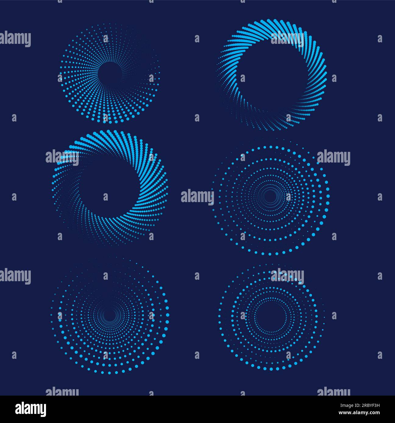 Halftone blue circle dot abstract background. Set of dotted circle dot ...