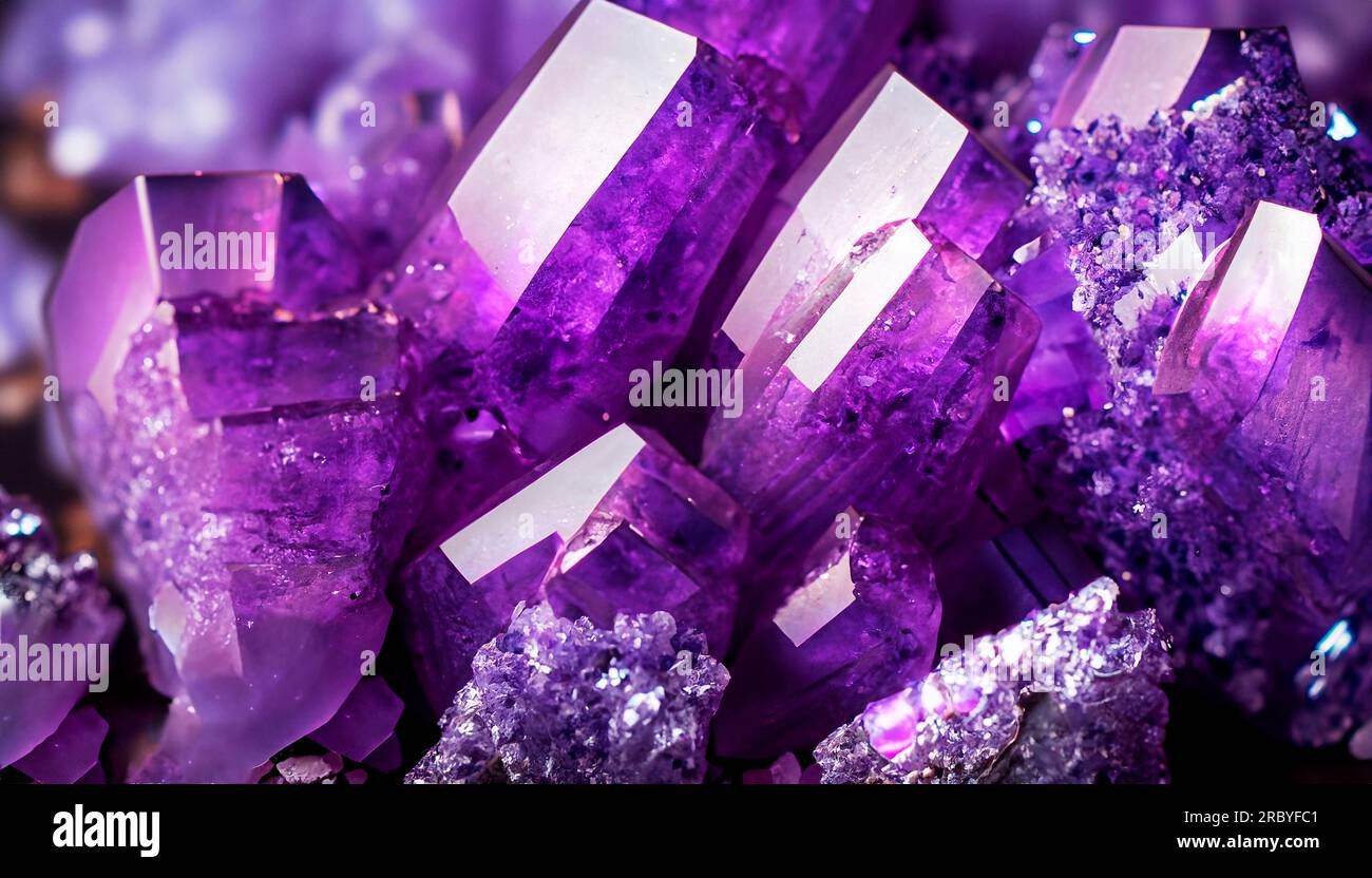 Amethyst crystals geode isolated on white background. Stock photo Stock