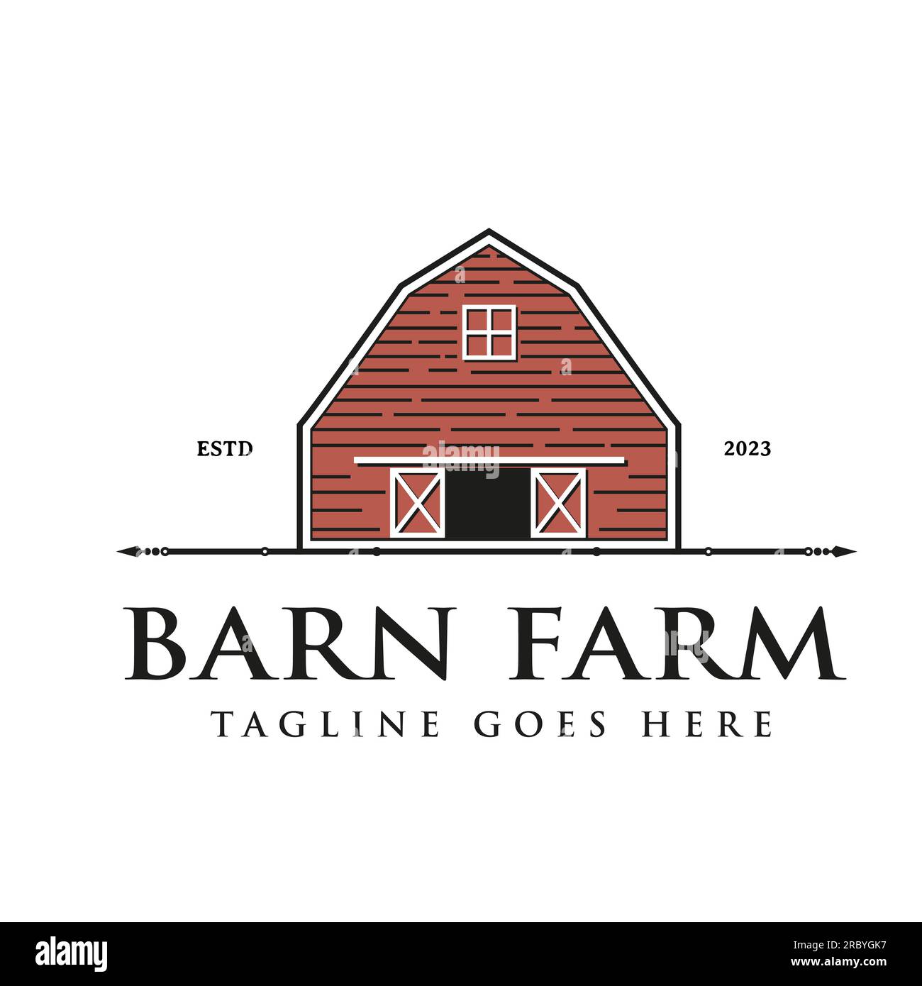 Farm barn vintage style wooden country western country house traditional building icon symbol. Vintage Agriculture Logo Design Stock Vector