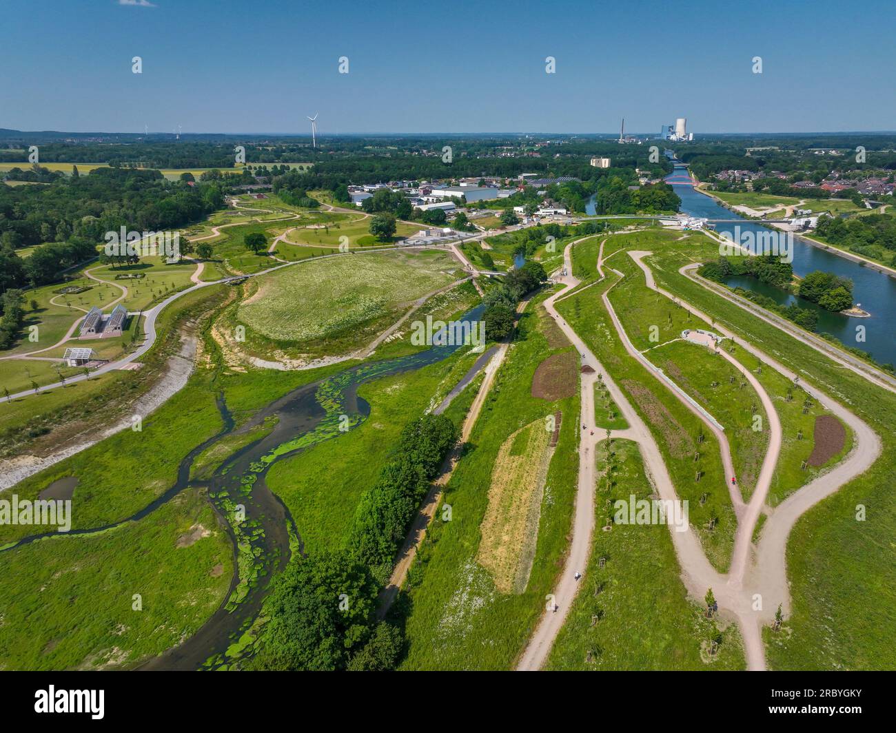 Castrop-Rauxel, Recklinghausen, North Rhine-Westphalia, Germany - EMSCHERLAND adventure park at the Emscher-RHK water junction. EMSCHERLAND, an approx Stock Photo