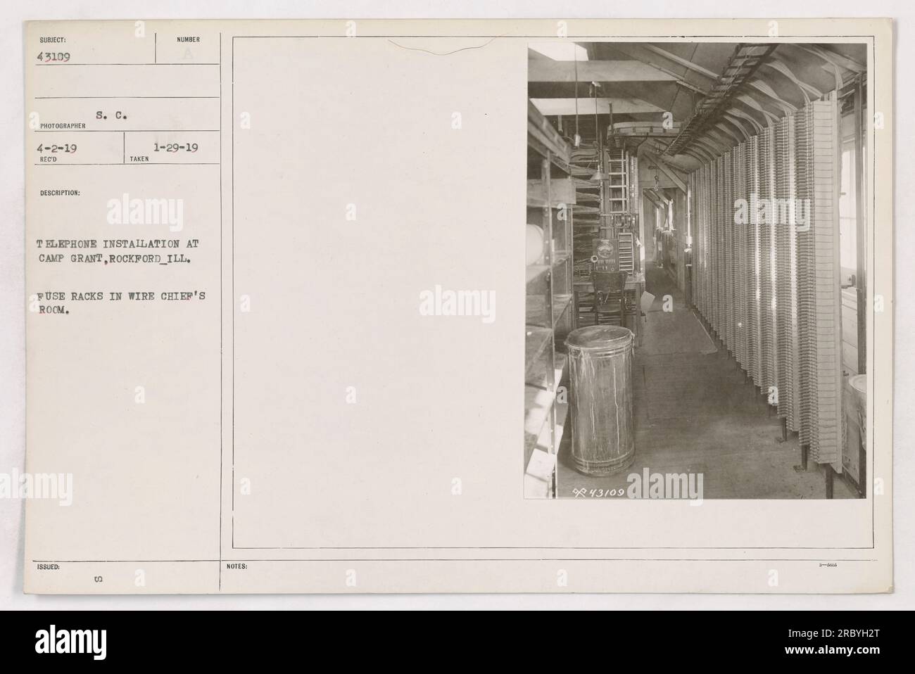 Soldiers working on a telephone installation at Camp Grant, Rockford ...