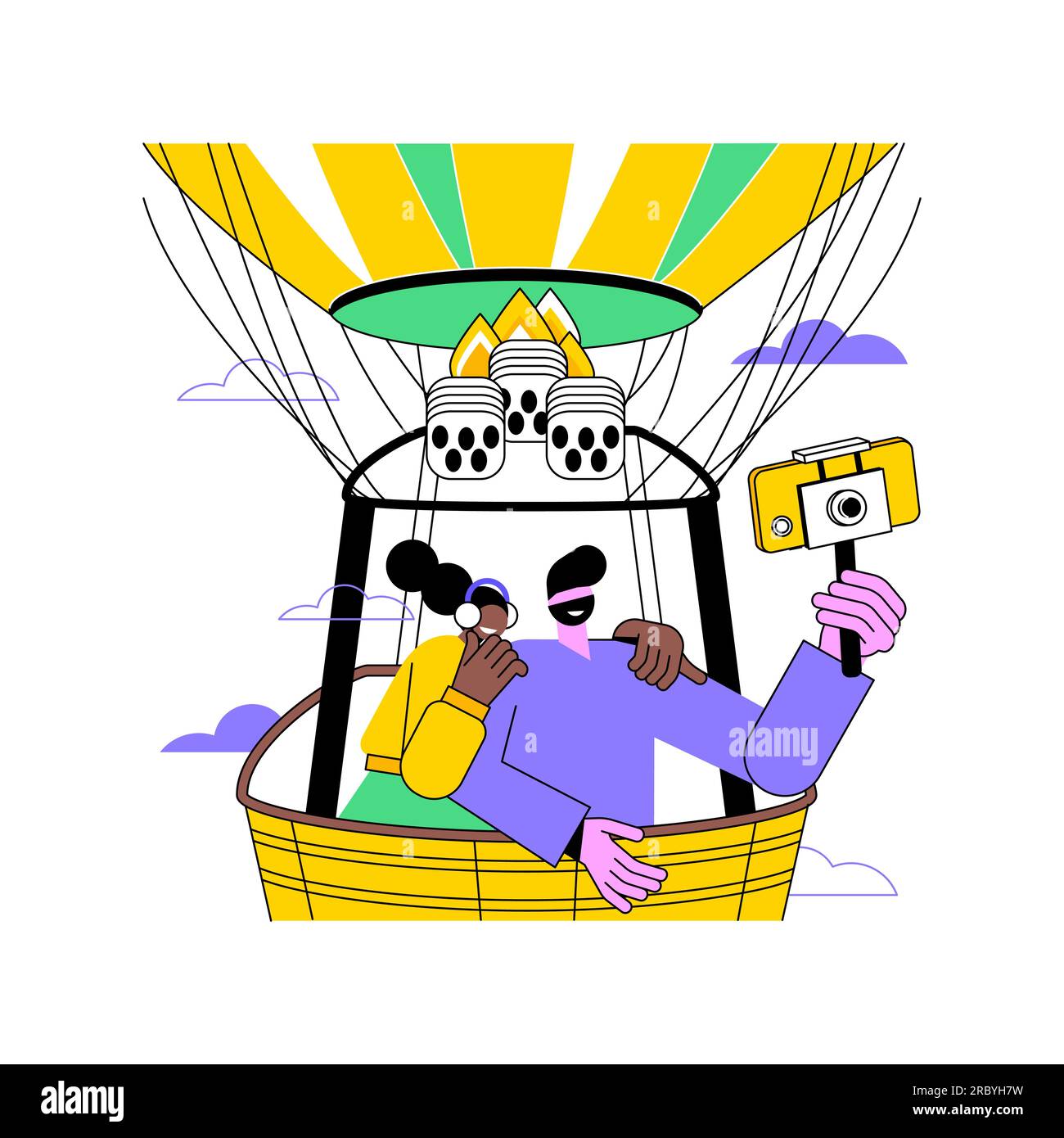 Hot air balloon tour isolated cartoon vector illustrations. Excited ...