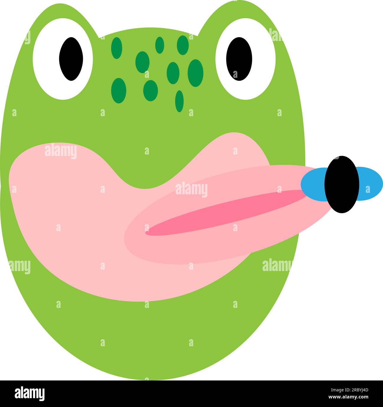 Funny frog with a fly, child's drawing. Vector illustration Stock Vector
